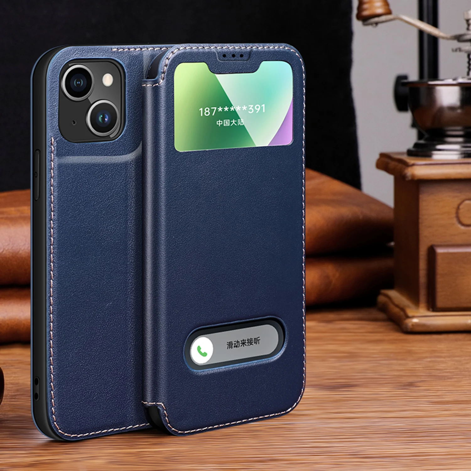 Top-grain leather protective case for iPhone 14 Pro Max/15 Pro Max/16 Pro Max, flip-free, allows making and receiving calls
Top-grain leather protective case for iPhone 14 Pro Max/15 Pro Max/16 Pro Max, flip-free, allows making and receiving calls