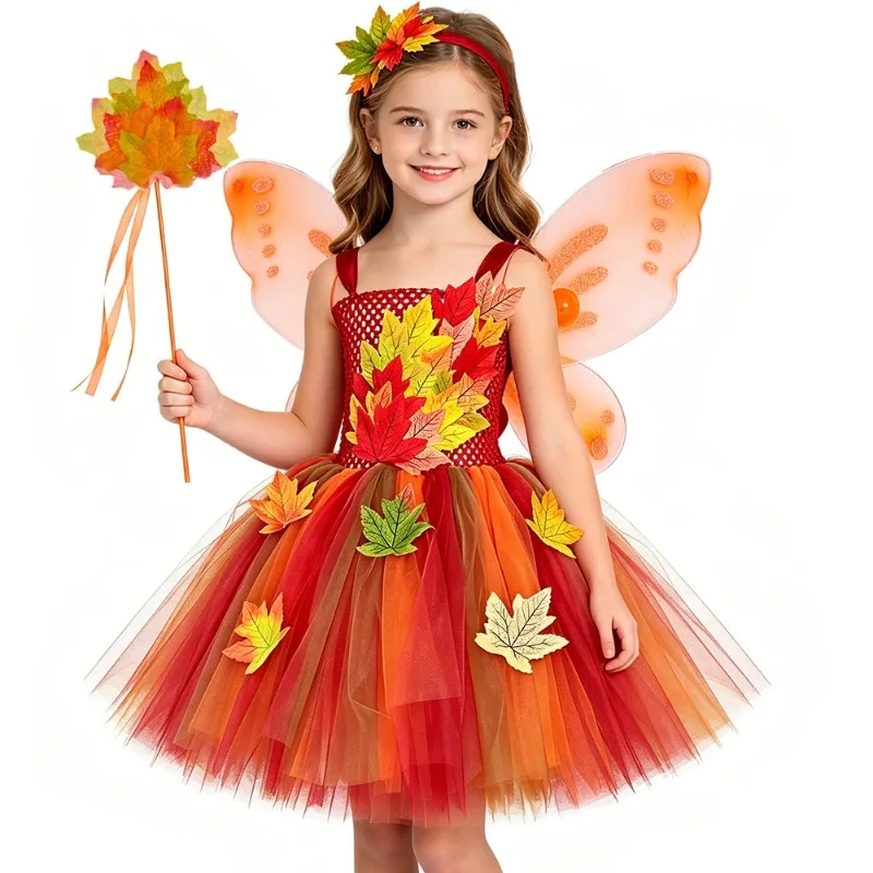 Girls' Maple Leaf Elf Tulle Princess Tutu Dress, Kids Costume for Halloween, Thanksgiving, Festive Galas and Party Dress-Up
Girls' Maple Leaf Elf Tulle Princess Tutu Dress, Kids Costume for Halloween, Thanksgiving, Festive Galas and Party Dress-Up