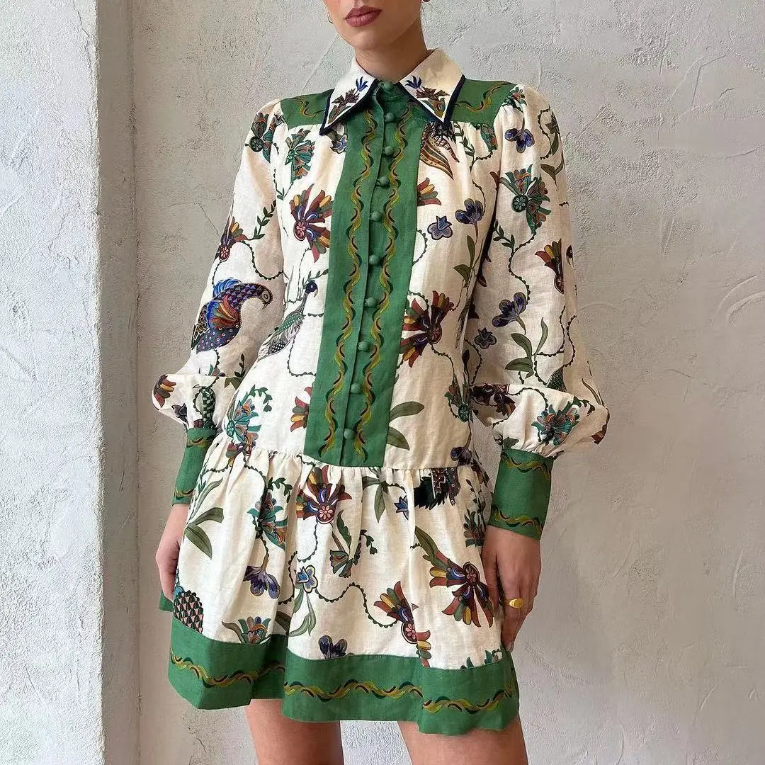 2026 Single-breasted Long Lantern Sleeve Graffiti Print Tie-waist Dress Summer Dresses 2026 Party Luxury Clothing Beach
2026 Single-breasted Long Lantern Sleeve Graffiti Print Tie-waist Dress Summer Dresses 2026 Party Luxury Clothing Beach