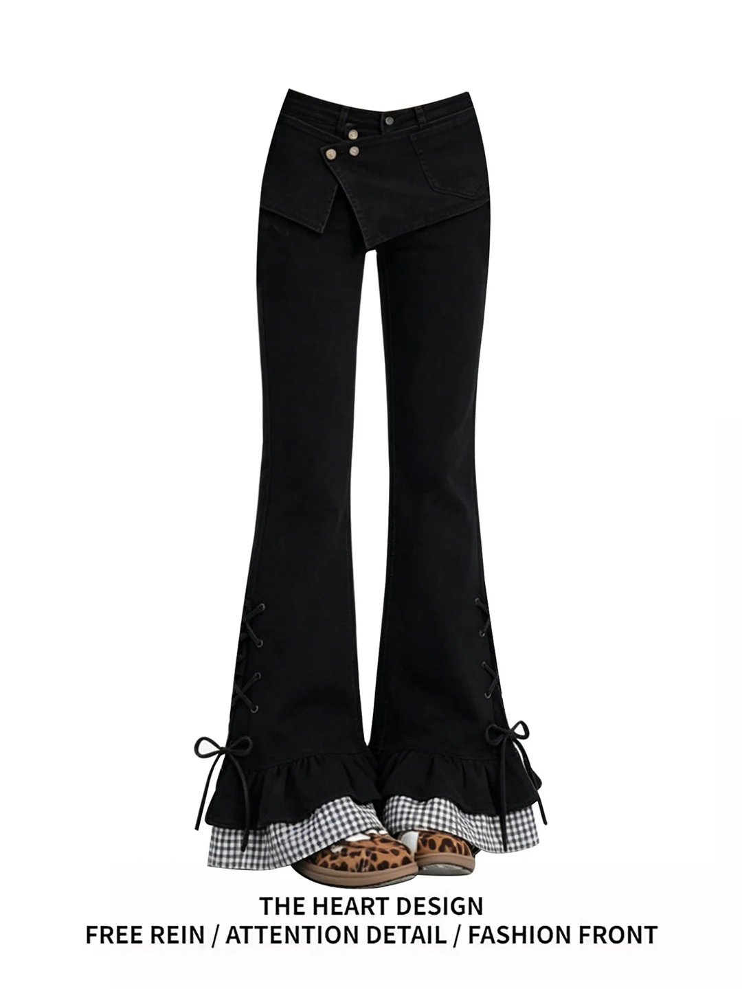 Retro American Style Bell Bottom Denim Jeans Women's Summer Design Knot Splicing Fake Two-Piece Pants High Waist Zi...
Retro American Style Bell Bottom Denim Jeans Women's Summer Design Knot Splicing Fake Two-Piece Pants High Waist Zi...
