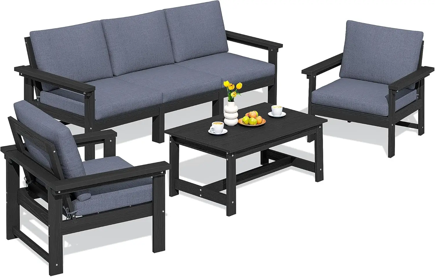 HDPE Patio Conversation Set, 6-Piece Sectional Outdoor Furniture Set, All Weather Outdoor Couch Set Patio Furniture Set
HDPE Patio Conversation Set, 6-Piece Sectional Outdoor Furniture Set, All Weather Outdoor Couch Set Patio Furniture Set