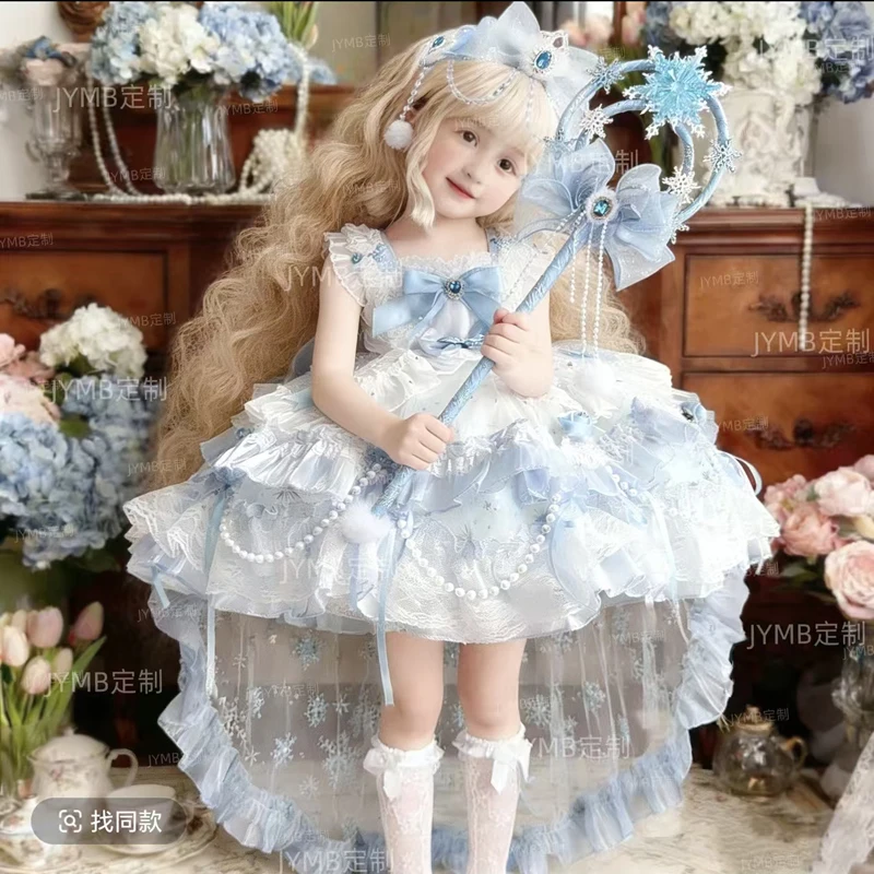 Baby Girl Summer Blue Sweet Lolita Floral Lace Princess Gauze Ball Gown Floral Lace Dress Birthday Wedding Party Eid Childen Clo
Baby Girl Summer Blue Sweet Lolita Floral Lace Princess Gauze Ball Gown Floral Lace Dress Birthday Wedding Party Eid Childen Clo