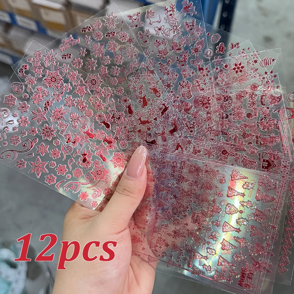 12pcs/set Laser Red Christmas Nail Art Sticker Winter Snowman Elk Snowflake Santa Claus Nail Decals Decor Xmas Manicure Stickers
12pcs/set Laser Red Christmas Nail Art Sticker Winter Snowman Elk Snowflake Santa Claus Nail Decals Decor Xmas Manicure Stickers