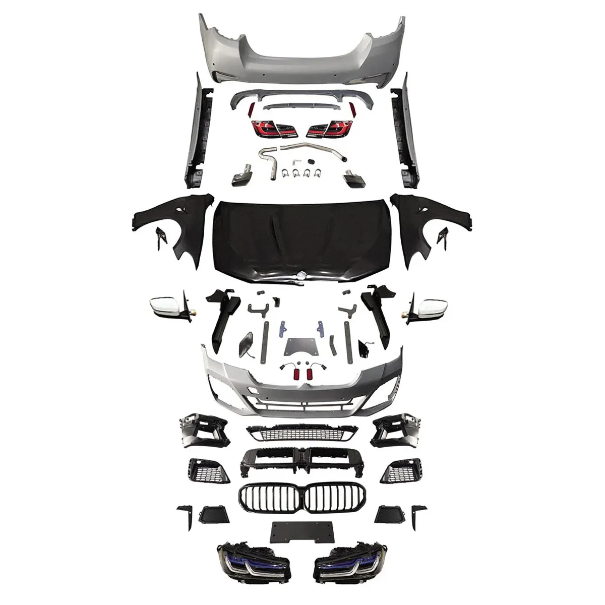 Комплект кузова для BMW 5-й серии F18, обновление до передних и задних бамперов G38 MT для автомобильных фар
Комплект кузова для BMW 5-й серии F18, обновление до передних и задних бамперов G38 MT для автомобильных фар