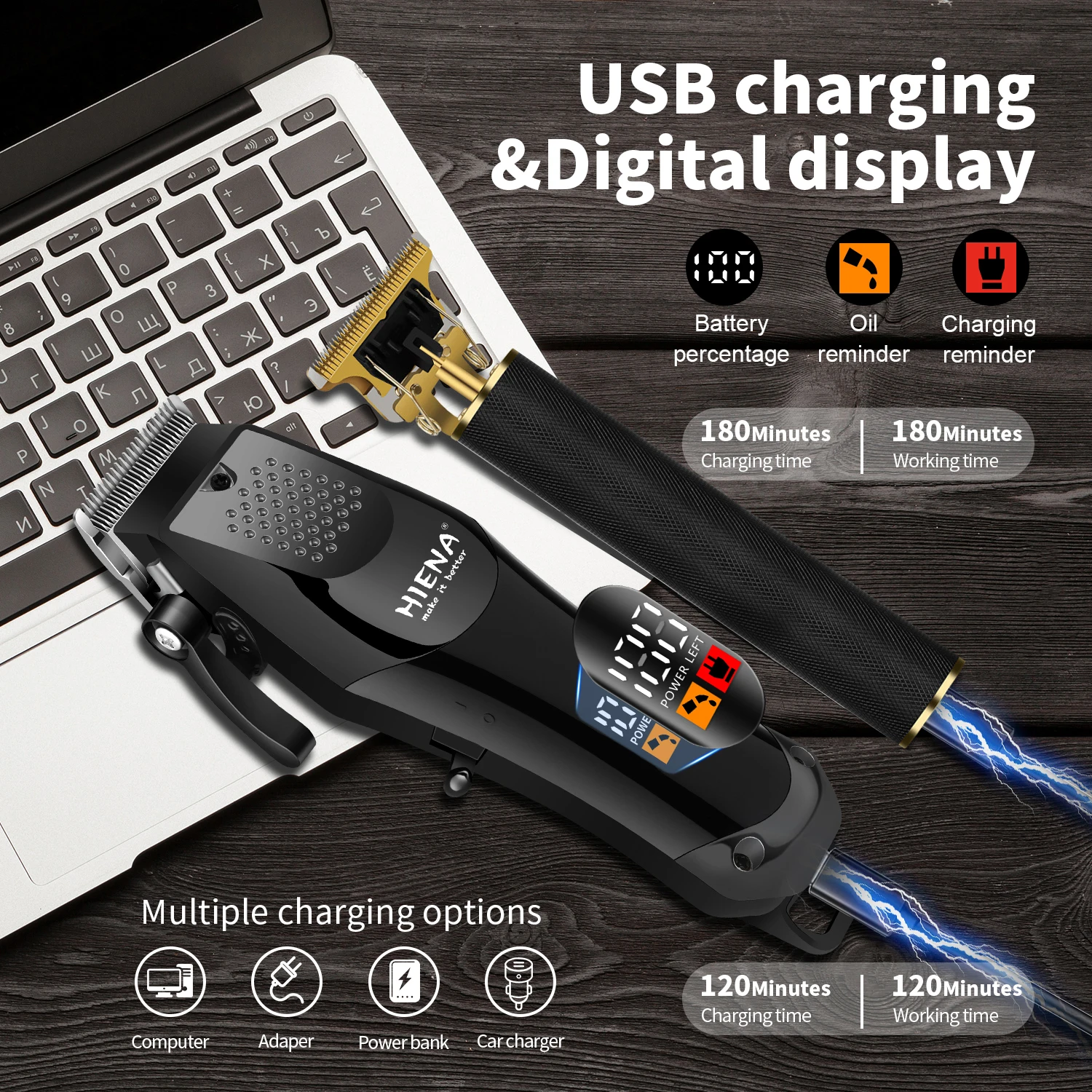 Professional Barber Shop Electric Hair Clipper Black Two-Piece Set Beard Trimmer Men's Use Only Sharp Adjustable Blade
Professional Barber Shop Electric Hair Clipper Black Two-Piece Set Beard Trimmer Men's Use Only Sharp Adjustable Blade