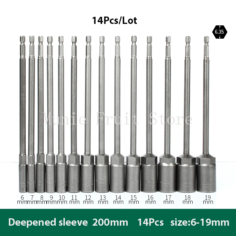 Hex Nut Screwdriver Bit Socket 1/4 In 30mm Deep 6-19mm Electric Drill Impact Driver Drill Bit Wrench Hand Drill Kit Tool L=200mm
Hex Nut Screwdriver Bit Socket 1/4 In 30mm Deep 6-19mm Electric Drill Impact Driver Drill Bit Wrench Hand Drill Kit Tool L=200mm