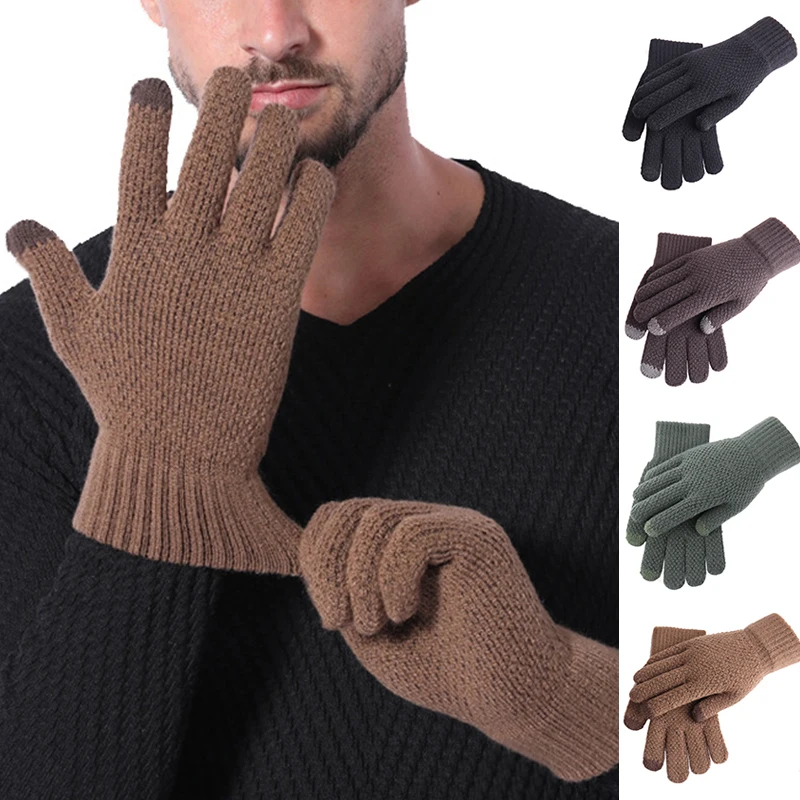 Men Knitted Gloves Winter High Quality Male Touch Screen Mittens Thicken Warm Wool Cashmere Solid Men Gloves Autumn Business
Men Knitted Gloves Winter High Quality Male Touch Screen Mittens Thicken Warm Wool Cashmere Solid Men Gloves Autumn Business