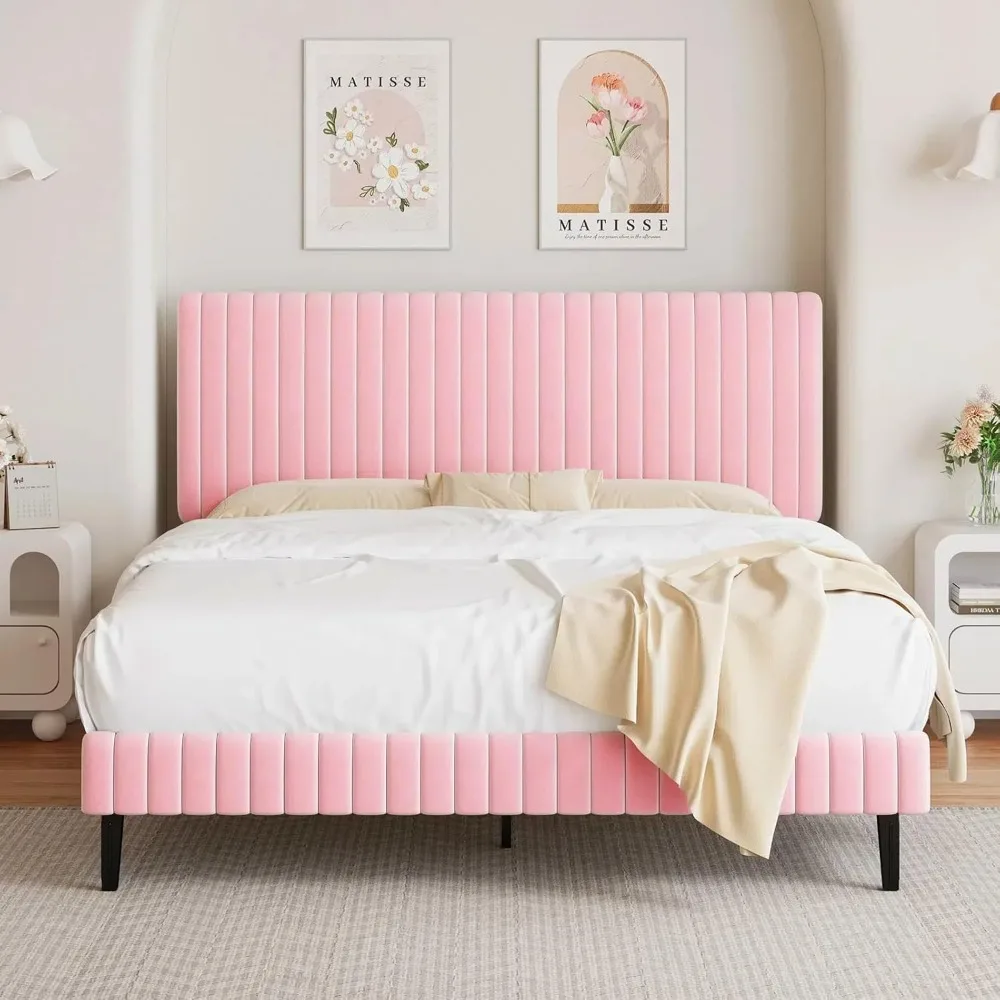 Bed Frame with Headboard, Velvet Upholstered Platform Bed with Vertical Channel Tufted Design, No Box Spring Required
Bed Frame with Headboard, Velvet Upholstered Platform Bed with Vertical Channel Tufted Design, No Box Spring Required