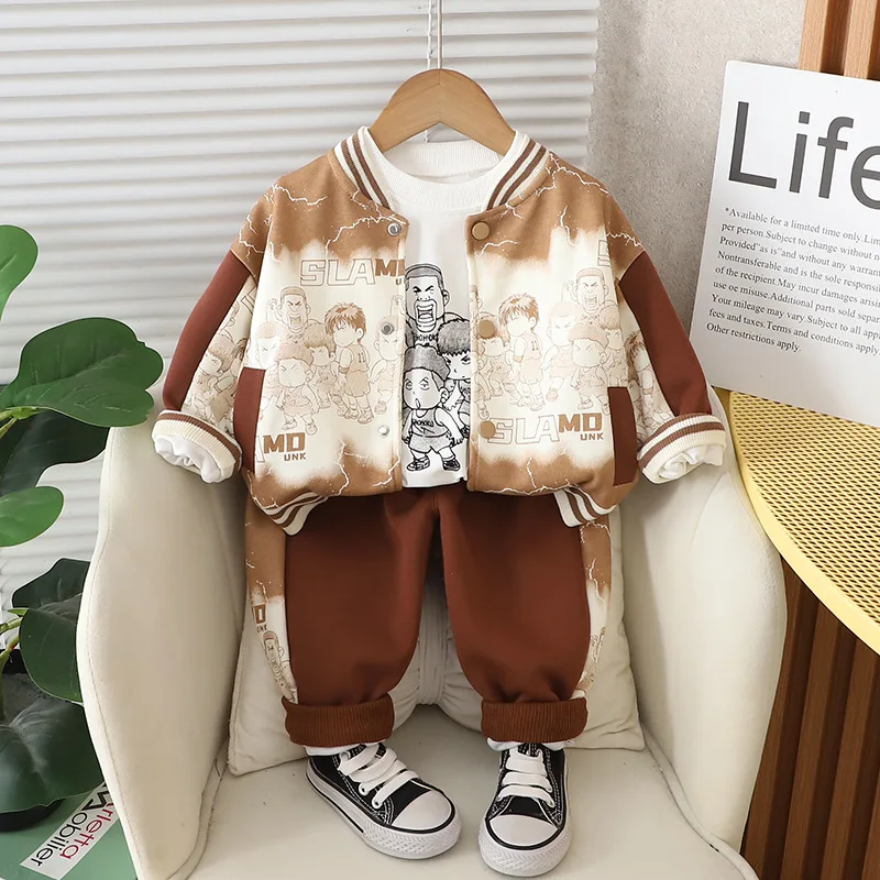 Autumn Korean Kids Boys 3PCS Clothes Set Basketball Boys Printed Tops Contrast Coat Solid Pocket Pants Suit Toddler Boys Outfit
Autumn Korean Kids Boys 3PCS Clothes Set Basketball Boys Printed Tops Contrast Coat Solid Pocket Pants Suit Toddler Boys Outfit