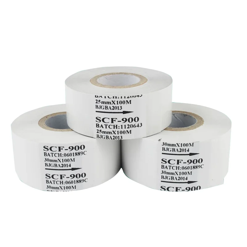 SCF-900 white ribbon printing batch number production date heat transfer ink ribbons in pharmaceutical factory packaging
SCF-900 white ribbon printing batch number production date heat transfer ink ribbons in pharmaceutical factory packaging