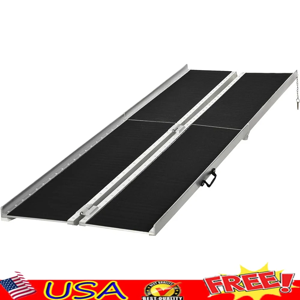 10FT Folding Aluminum Wheelchair Ramp Non-Slip Surface Safe Transition Plate Home Doorways Scooters Bikes 594lbs Capacity
10FT Folding Aluminum Wheelchair Ramp Non-Slip Surface Safe Transition Plate Home Doorways Scooters Bikes 594lbs Capacity