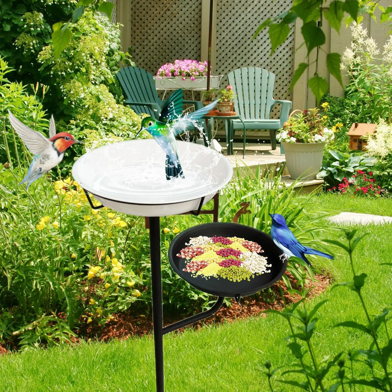 Bird Bath Decorative Standing Metal Decor with Stand Outdoor Bird Feeder Garden Birdbath Birdfeeder for Home Yard Outside Garden
Bird Bath Decorative Standing Metal Decor with Stand Outdoor Bird Feeder Garden Birdbath Birdfeeder for Home Yard Outside Garden