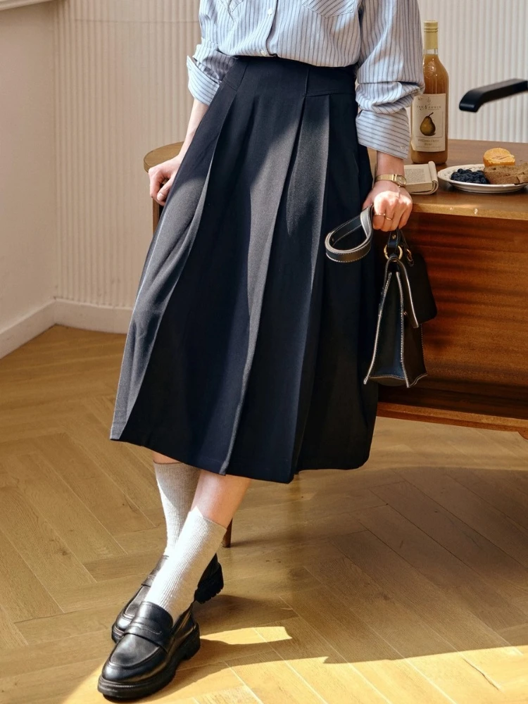 OLrain Pleated Midi Skirt Women's Solid High-Waisted A-Line Hidden Zipper Skirt 2025 Autumn Elegant Female Bottom O57QB000209
OLrain Pleated Midi Skirt Women's Solid High-Waisted A-Line Hidden Zipper Skirt 2025 Autumn Elegant Female Bottom O57QB000209