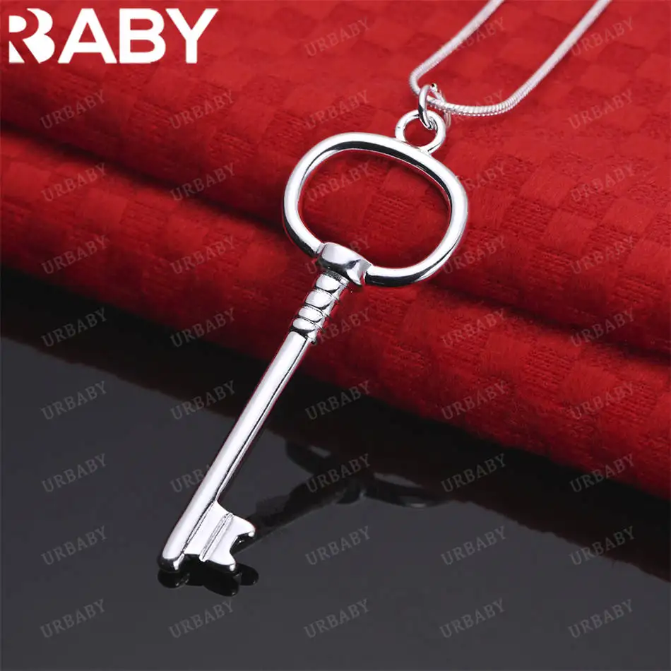 URBABY 40-75cm 925 Sterling Silver Key Pendant Necklace For Women Men Charm Trend Birthday Gifts Fashion Party Fine Jewelry 
URBABY 40-75cm 925 Sterling Silver Key Pendant Necklace For Women Men Charm Trend Birthday Gifts Fashion Party Fine Jewelry