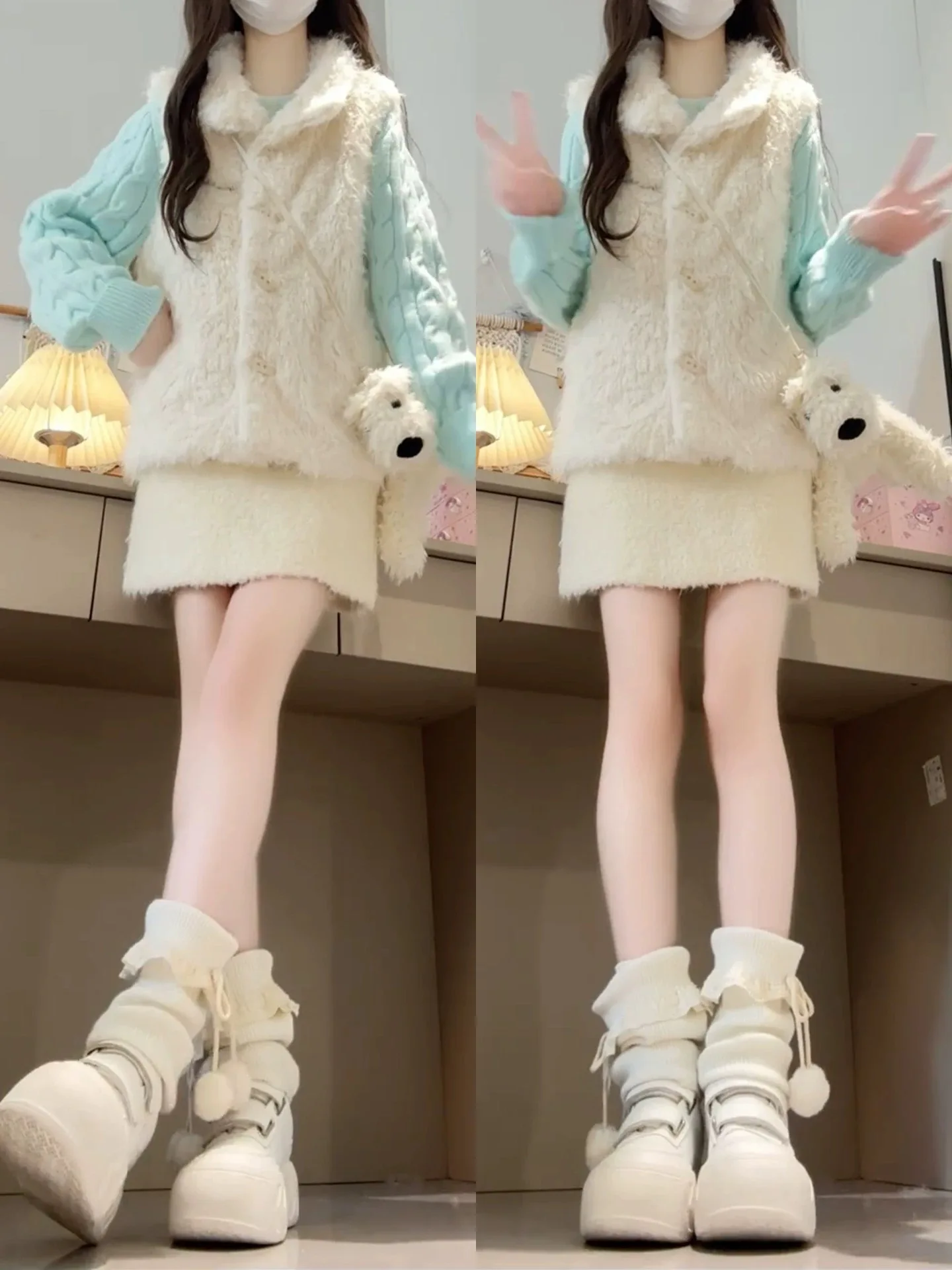 Korean Style Versatile Lamb Fur Vest Coat Vintage Twist Knitted Open Cardigan Sweater a Whole Set Ootd Matching Set Women's F...
Korean Style Versatile Lamb Fur Vest Coat Vintage Twist Knitted Open Cardigan Sweater a Whole Set Ootd Matching Set Women's F...