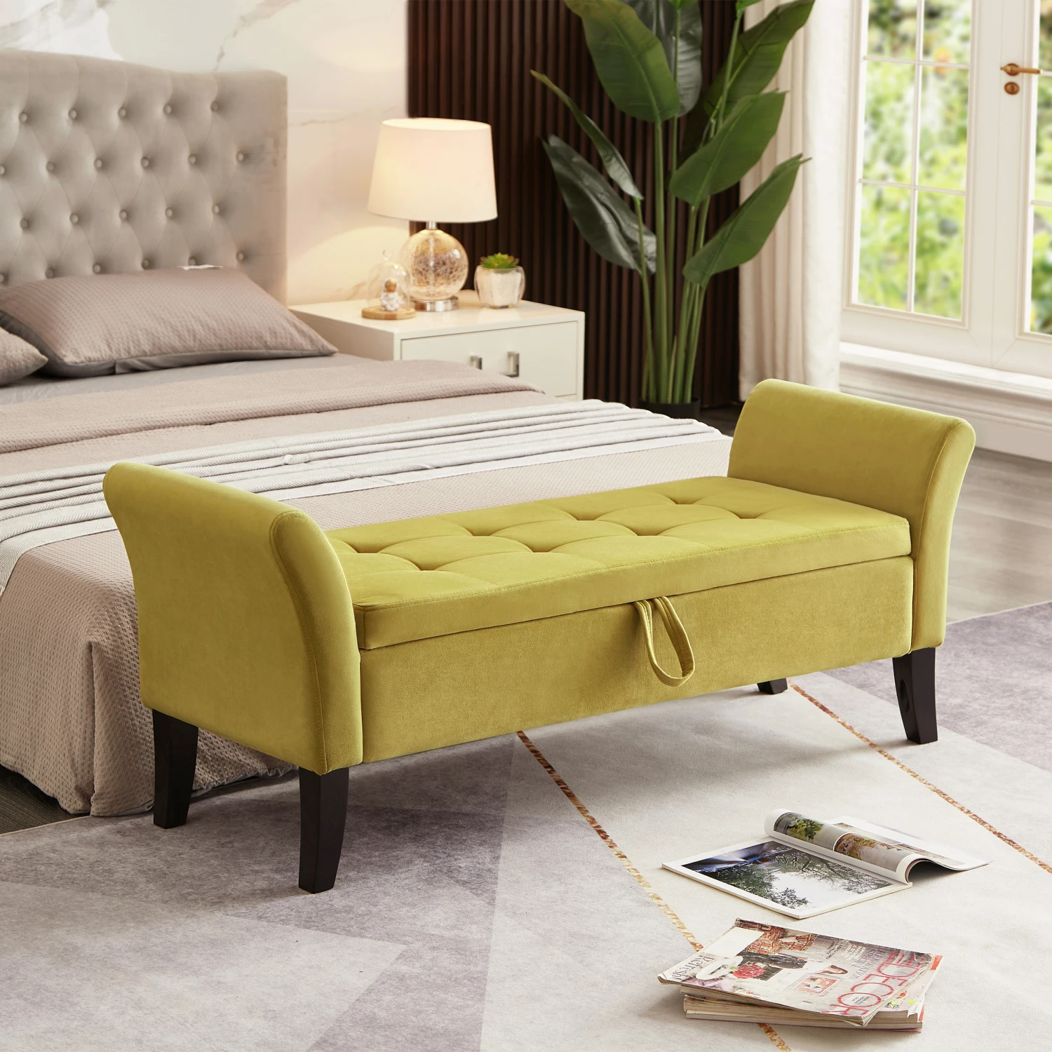 51.5" Green Velvet Bed Bench with Storage - Stylish and Practical Storage Solution
51.5" Green Velvet Bed Bench with Storage - Stylish and Practical Storage Solution