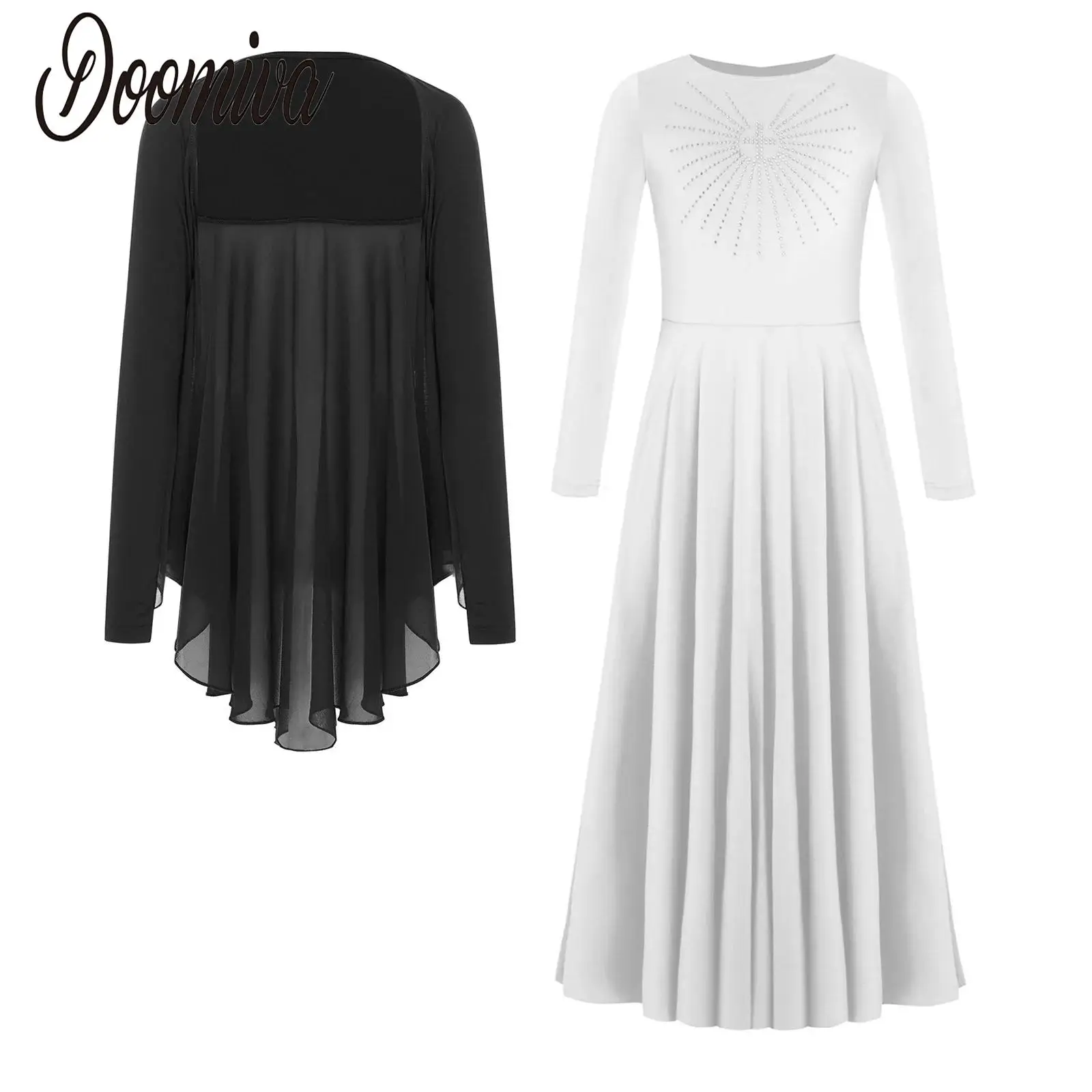 Kid Girls Praise Worship Dance Outfit Open Front Shrug with Long Sleeve Dress Set Church Choir Lyrical Dance Performance Costume
Kid Girls Praise Worship Dance Outfit Open Front Shrug with Long Sleeve Dress Set Church Choir Lyrical Dance Performance Costume