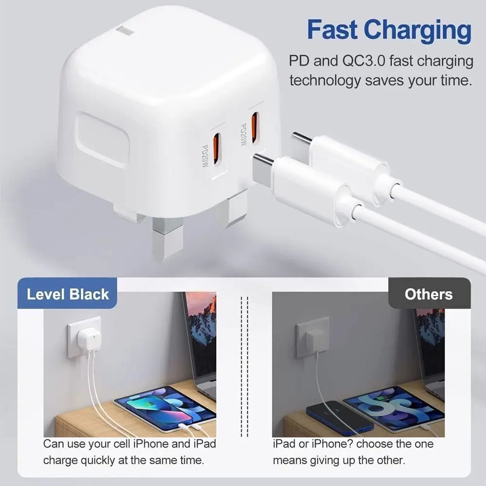 PD20W 2 Port Type-C Plug Charger Head Charger Adapter Fast Charging Quick Charger For iPhone 13 12 PRO MAX 11 XS Samsung
PD20W 2 Port Type-C Plug Charger Head Charger Adapter Fast Charging Quick Charger For iPhone 13 12 PRO MAX 11 XS Samsung