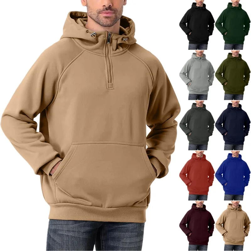 Autumn Winter Men's Warm Hooded Half Zip Sweatshirt Casual Solid Color long sleeve Pullover Sport Hoodie men Training Sweatshirt
Autumn Winter Men's Warm Hooded Half Zip Sweatshirt Casual Solid Color long sleeve Pullover Sport Hoodie men Training Sweatshirt