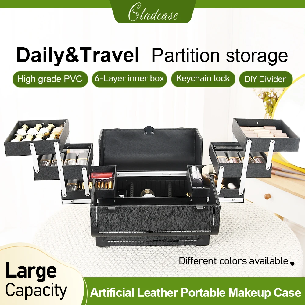 GLADCASE Portable Makeup Case With Tray Large Capacity Beauty Nail ToolBox With Lock For Makeup Artists Cosmetic Storage Case
GLADCASE Portable Makeup Case With Tray Large Capacity Beauty Nail ToolBox With Lock For Makeup Artists Cosmetic Storage Case