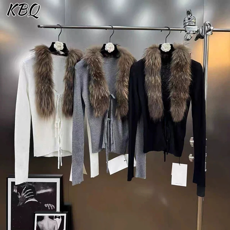 KBQ Vintage Slimming Chic Knitting Sweater for Women Fur Collar Long Sleeve Temperament Cardigan Female Fashion Autumn Style New
KBQ Vintage Slimming Chic Knitting Sweater for Women Fur Collar Long Sleeve Temperament Cardigan Female Fashion Autumn Style New