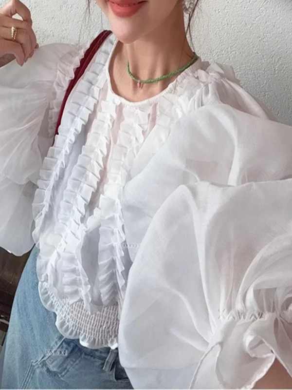 Loose Bubble Sleeve Lace Trim Splicing Spring New Style Women's Shirt Dongda Gate Commute Style Simple Design Casual Shirt
Loose Bubble Sleeve Lace Trim Splicing Spring New Style Women's Shirt Dongda Gate Commute Style Simple Design Casual Shirt