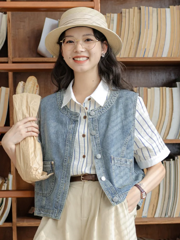 Fashion All Match Denim Vests Solid Color Sleeveless O Neck Pockets Patchwork Coats Summer Vintage Simple 2024 Women's Clothing
Fashion All Match Denim Vests Solid Color Sleeveless O Neck Pockets Patchwork Coats Summer Vintage Simple 2024 Women's Clothing