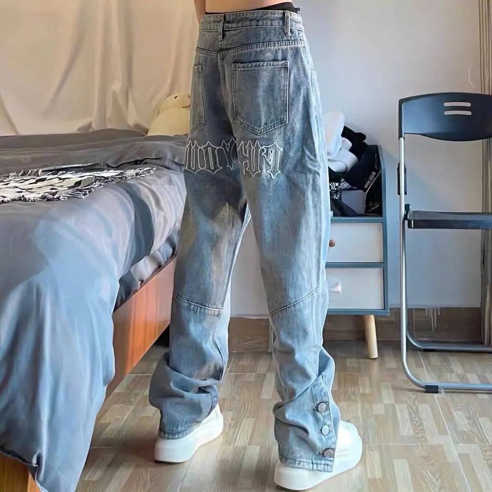 Men Trendy Embroidered Button Jeans Vibe Style Blue Loose HipHop Streetwear Casual Long Pants Jeans Loose Streetwear Denim Baggy
Men Trendy Embroidered Button Jeans Vibe Style Blue Loose HipHop Streetwear Casual Long Pants Jeans Loose Streetwear Denim Baggy