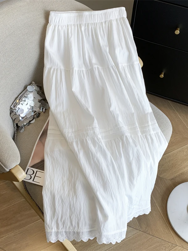 Summer Women's A-Line Skirt Cake Hem Lace Trim Wide Leg Long Dress Casual Sweet Style Loose Fit Mid-Length Half Body Skirt
Summer Women's A-Line Skirt Cake Hem Lace Trim Wide Leg Long Dress Casual Sweet Style Loose Fit Mid-Length Half Body Skirt