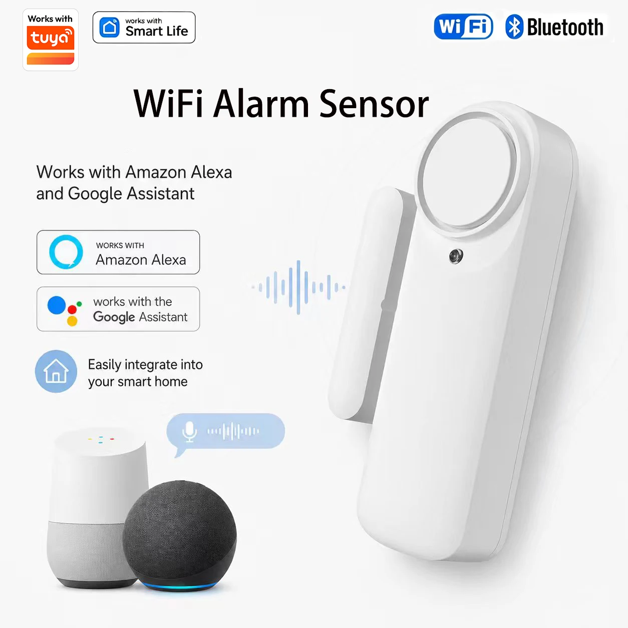 Датчик сигнализации для дверей и окон Tuya WiFi Bluetooth, контактный датчик безопасности для умного дома, совместим с Alexa и Google Assistant
Датчик сигнализации для дверей и окон Tuya WiFi Bluetooth, контактный датчик безопасности для умного дома, совместим с Alexa и Google Assistant