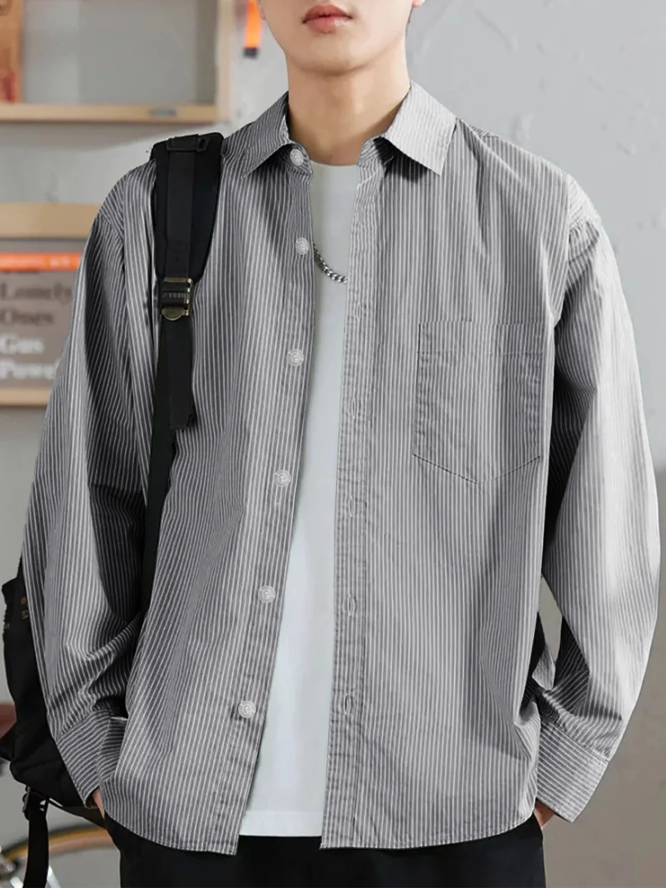 Striped long-sleeve shirt for spring and autumn, Korean-style fashion, loose casual thin versatile long-sleeve shirt
Striped long-sleeve shirt for spring and autumn, Korean-style fashion, loose casual thin versatile long-sleeve shirt