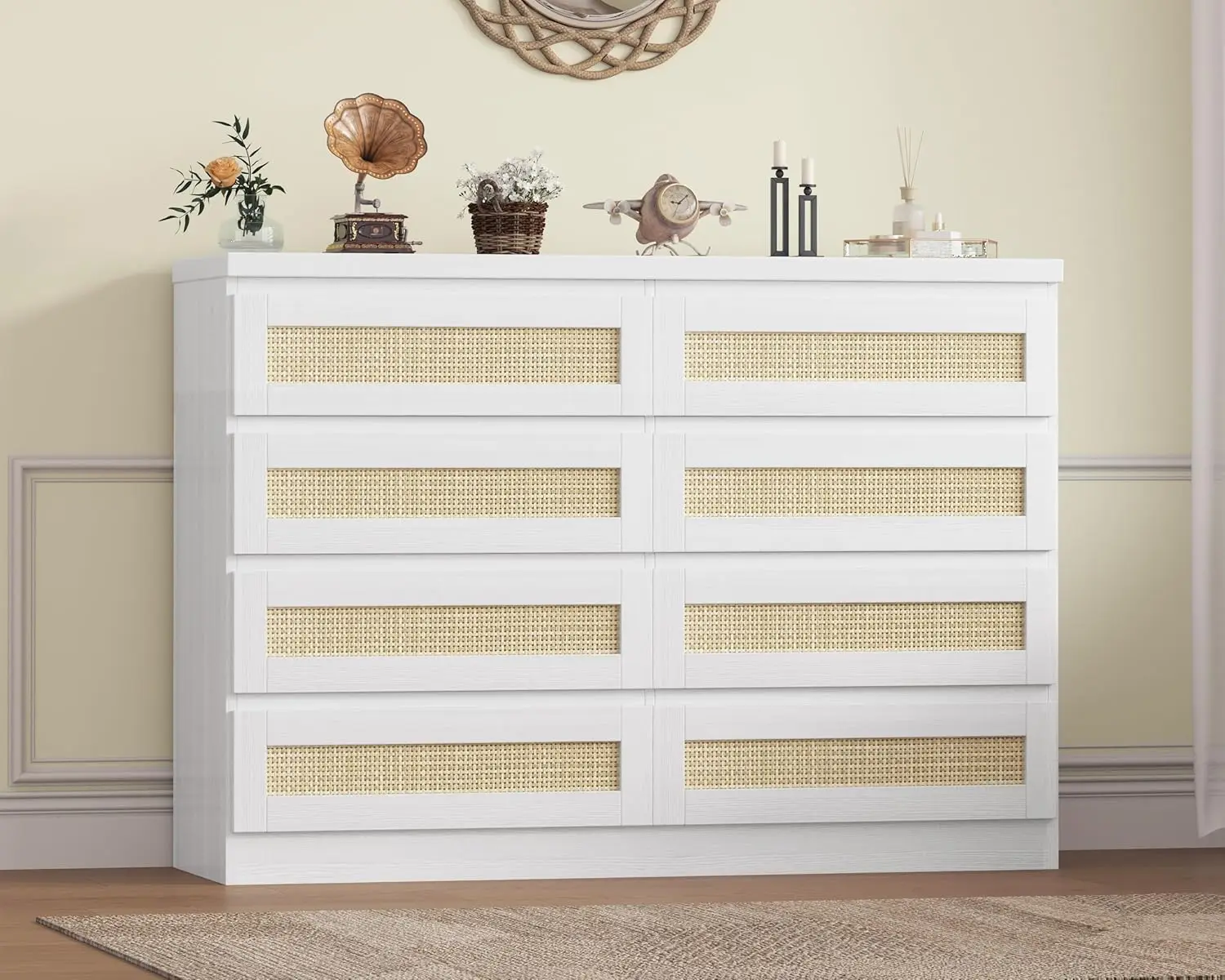 47 Inch Rattan 8 Drawer Dresser, Modern Farmhouse Chest of Drawers, Tv Stand Dresser Accent Furniture for Living Room, Bedroo
47 Inch Rattan 8 Drawer Dresser, Modern Farmhouse Chest of Drawers, Tv Stand Dresser Accent Furniture for Living Room, Bedroo