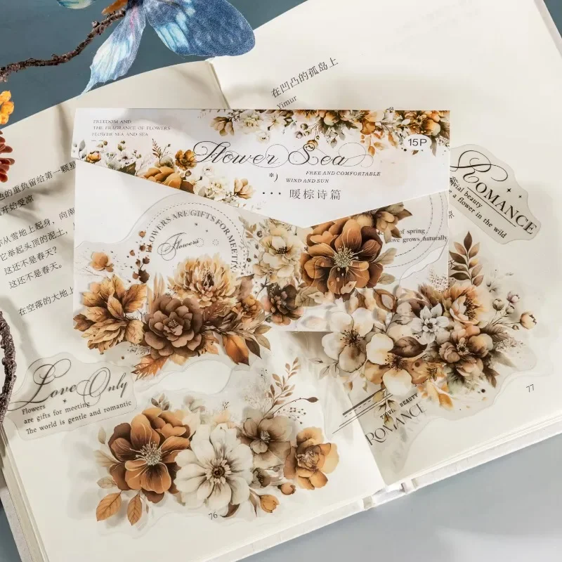 15PCS Scrapbook Colorful Flower Decoration Stickers Material Supplies Day Date Sea English Handmade Background Stationery
15PCS Scrapbook Colorful Flower Decoration Stickers Material Supplies Day Date Sea English Handmade Background Stationery