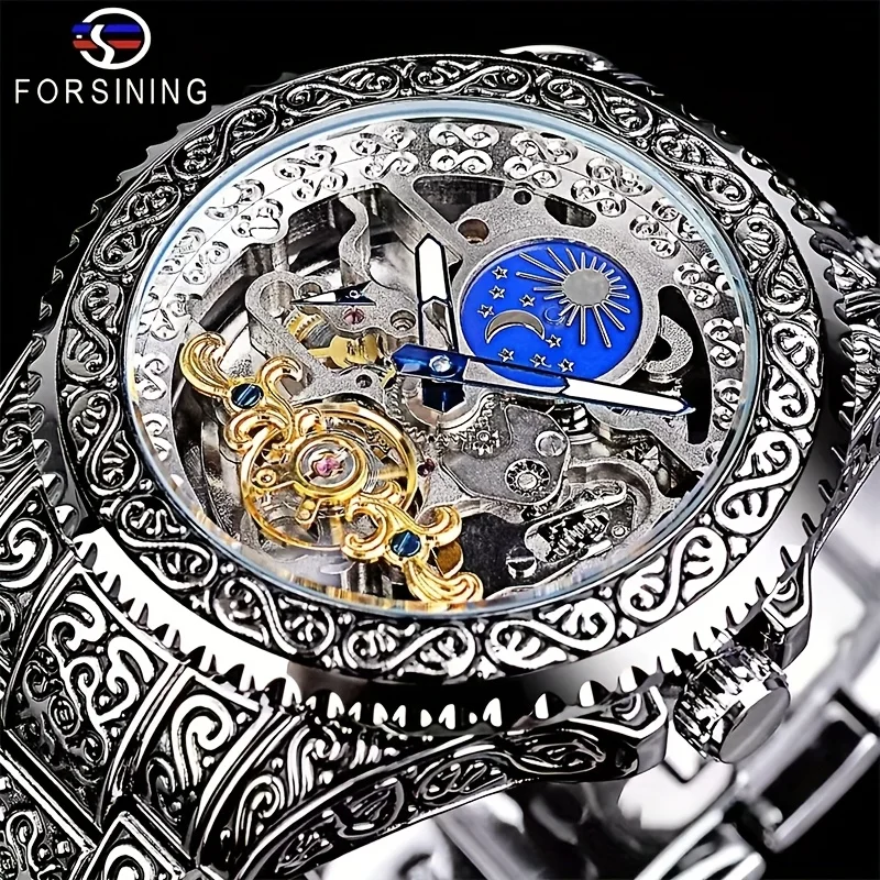 Vintage Carved Men's Automatic Mechanical Watch with Skeleton Design and Transparent Back, High-End Retro Court Style Luminous Waterproof Wristwatch, Light Luxury Versatile Business Casual Men's Automatic Mechanical Watch, Top-Selling Gift Choice
Vintage Carved Men's Automatic Mechanical Watch with Skeleton Design and Transparent Back, High-End Retro Court Style Luminous Waterproof Wristwatch, Light Luxury Versatile Business Casual Men's Automatic Mechanical Watch, Top-Selling Gift Choice