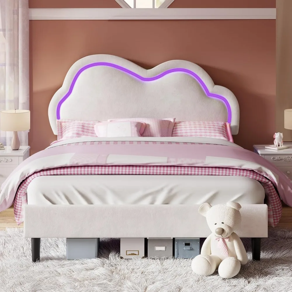 Queen Bed Frame for Girls with Adjustable Cloud Headboard, Velvet Upholstered & RGB Lights, 7.1" Underbed Storage, No
Queen Bed Frame for Girls with Adjustable Cloud Headboard, Velvet Upholstered & RGB Lights, 7.1" Underbed Storage, No