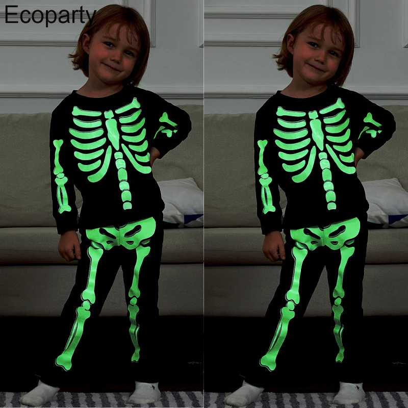 Kids Halloween Fluorescence Skeleton Printed Top Pants Suit Boys Funny Ghost Cosplay Costumes Black Casual Set For Purim Party
Kids Halloween Fluorescence Skeleton Printed Top Pants Suit Boys Funny Ghost Cosplay Costumes Black Casual Set For Purim Party