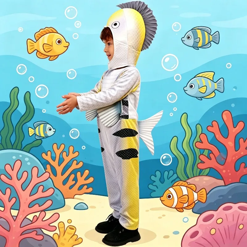 Boys Girls Halloween Flatfish Cosplay Costume Stage Performance Jumpsuit Headgear Suit for Halloween Party Role Play Outfit
Boys Girls Halloween Flatfish Cosplay Costume Stage Performance Jumpsuit Headgear Suit for Halloween Party Role Play Outfit