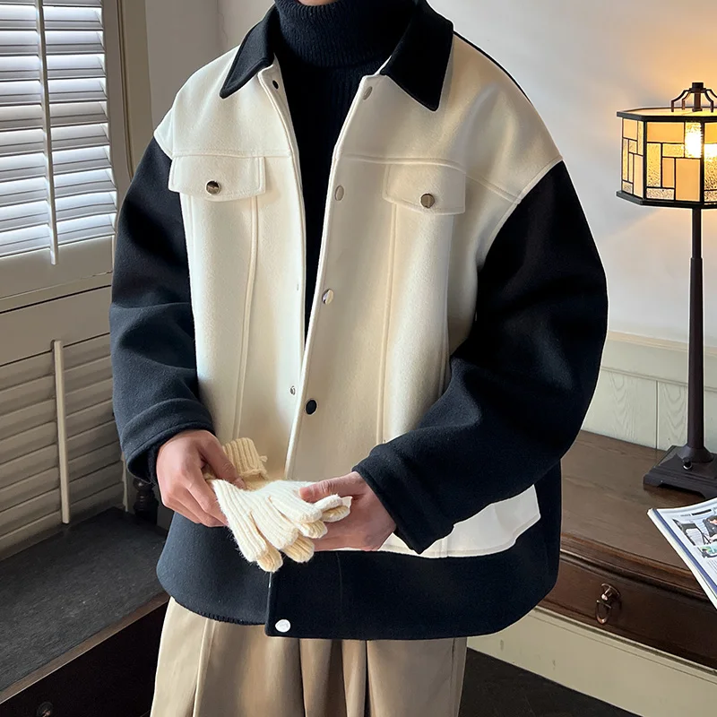 Мужское шерстяное пальто свободного кроя с отложным воротником, длинными рукавами, защитой от сминания, модное, молодежное, весна-осень
Мужское шерстяное пальто свободного кроя с отложным воротником, длинными рукавами, защитой от сминания, модное, молодежное, весна-осень