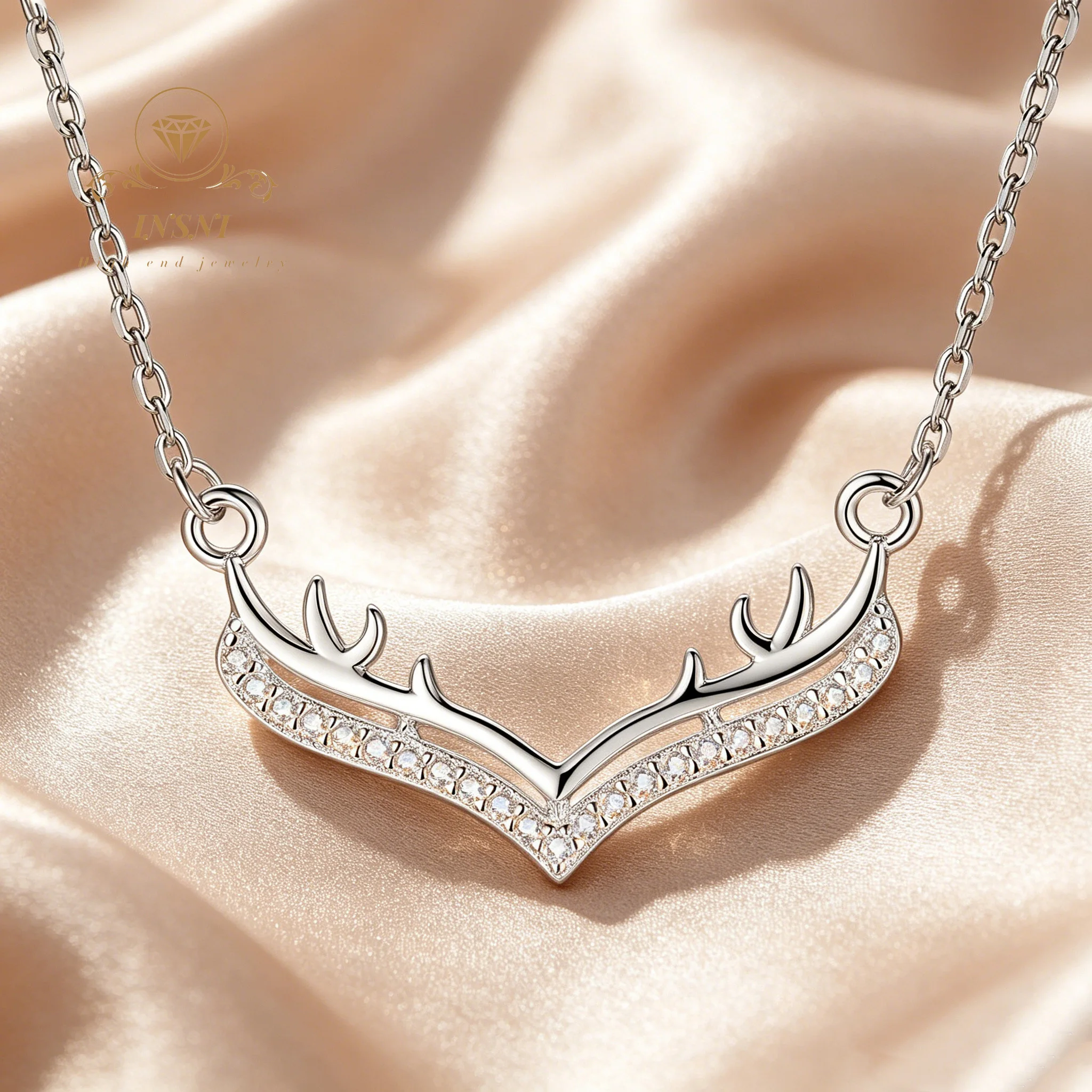 Commuter Micro-inlaid Moissanite Pendant Antlers Necklace Collarbone Chain S925 Silver Jewelry Affordable Light Luxury Sweet
Commuter Micro-inlaid Moissanite Pendant Antlers Necklace Collarbone Chain S925 Silver Jewelry Affordable Light Luxury Sweet