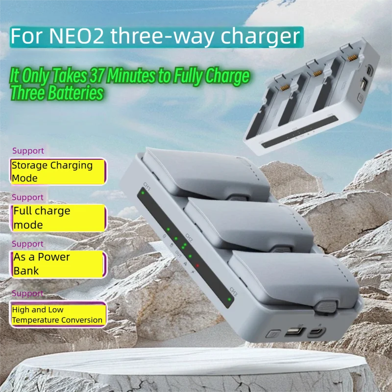 Зарядное устройство для дрона DJI NEO 2, быстрая зарядка, PD 65W, интеллектуальный зарядный хаб, управление зарядкой трех батарей в двух режимах, аксессуары для Neo2
Зарядное устройство для дрона DJI NEO 2, быстрая зарядка, PD 65W, интеллектуальный зарядный хаб, управление зарядкой трех батарей в двух режимах, аксессуары для Neo2