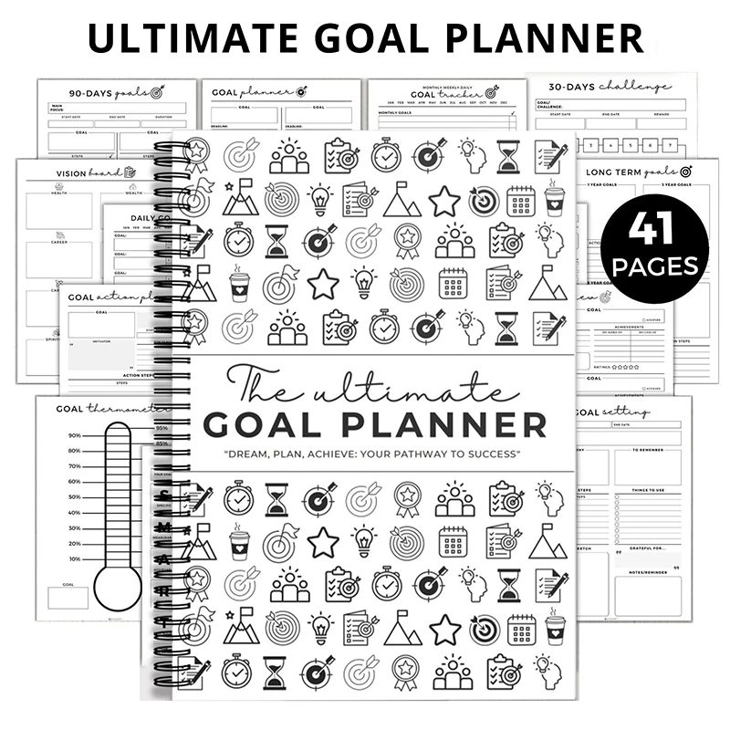 Undated Ultimate Goal Planner Notebook, Daily Weekly Monthly Yearly Quarterly Goal Setting Kit Goal Progress Tracker
Undated Ultimate Goal Planner Notebook, Daily Weekly Monthly Yearly Quarterly Goal Setting Kit Goal Progress Tracker