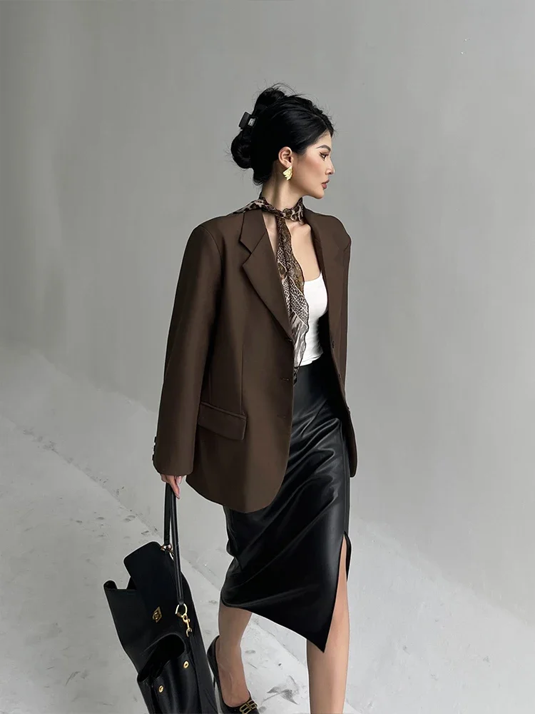 DINADD Casual Long Sleeved High-end Suit Jacket For Women Blazers Coat Fashion Design 2024 New Tops Brown Office Lady Top Y7CS
DINADD Casual Long Sleeved High-end Suit Jacket For Women Blazers Coat Fashion Design 2024 New Tops Brown Office Lady Top Y7CS