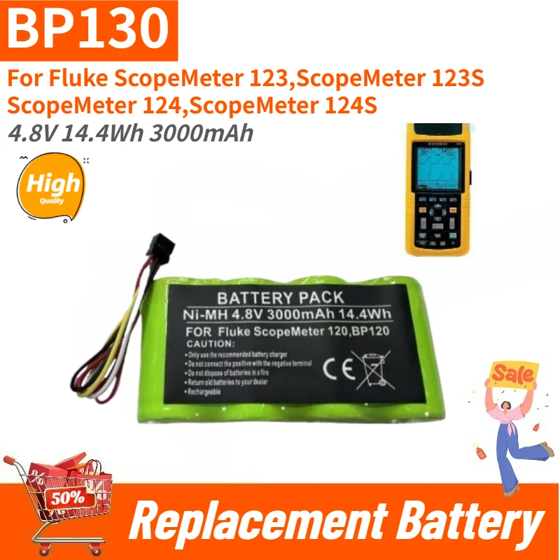 BP130 High Quality Battery 4.8V 14.4Wh 3000mAh for Fluke ScopeMeter 123 123S 124 124S Brand New Replacement Battery
BP130 High Quality Battery 4.8V 14.4Wh 3000mAh for Fluke ScopeMeter 123 123S 124 124S Brand New Replacement Battery