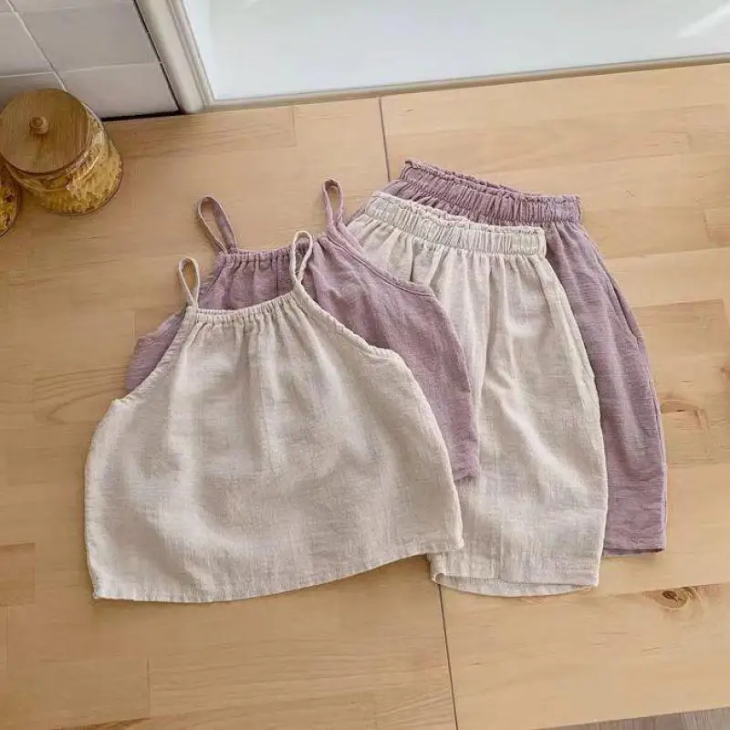 Summer New Baby Sleeveless Clothes Set Cotton Linen Girls Solid Loose Sling Vest + Wide Leg Pants 2pcs Suit Kids Toddler Outfits
Summer New Baby Sleeveless Clothes Set Cotton Linen Girls Solid Loose Sling Vest + Wide Leg Pants 2pcs Suit Kids Toddler Outfits