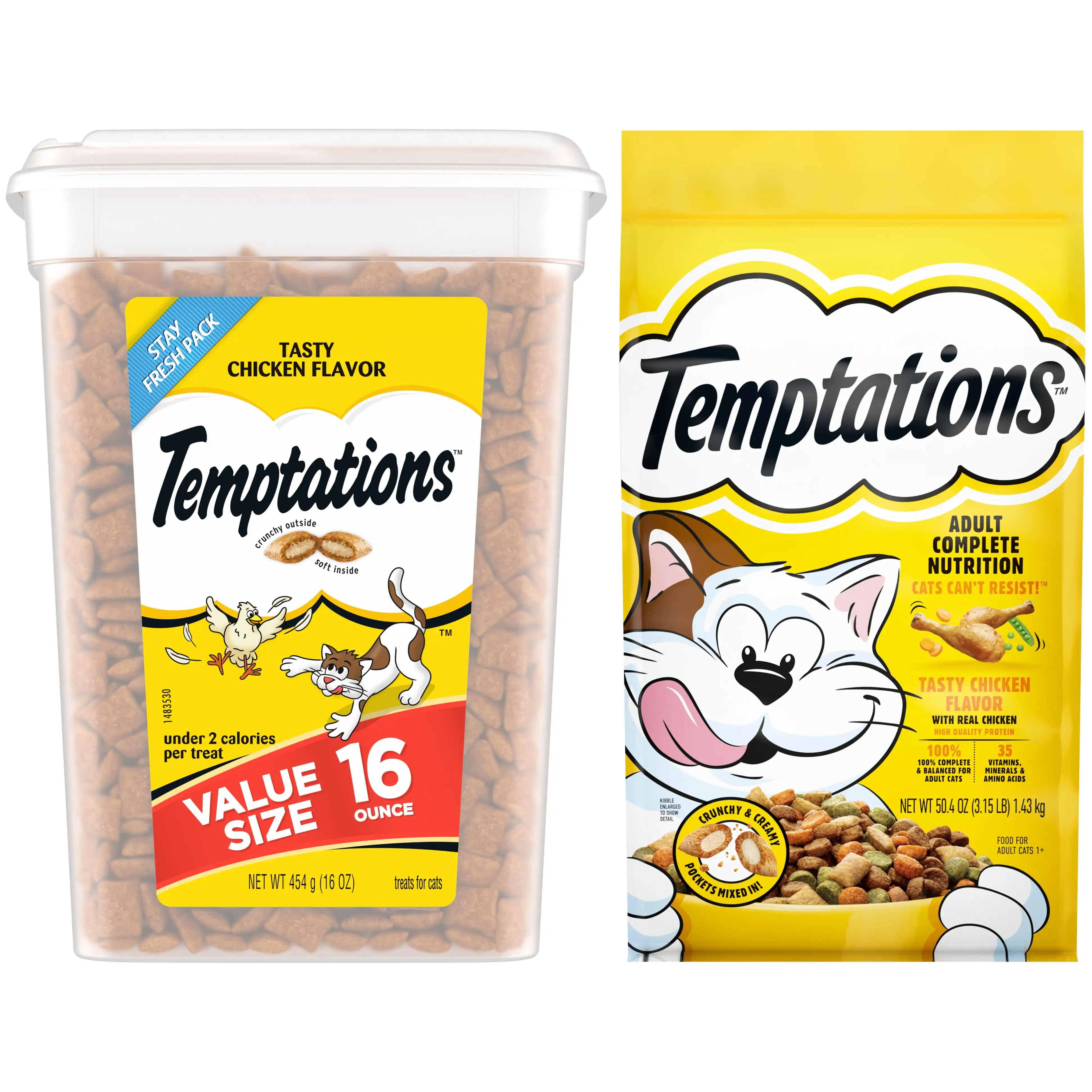 Букет: вкусный куриный аромат Temptations 3,15 фунтов сухой корм для кошек и 16 унций классических хрустящих и мягких лакомств для кошек
Букет: вкусный куриный аромат Temptations 3,15 фунтов сухой корм для кошек и 16 унций классических хрустящих и мягких лакомств для кошек