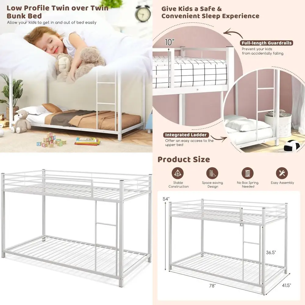 Heavy-Duty Twin Over Twin Metal Bunk Beds with Safety Rails, Ladder, and Low Loft Options for Boys, Girls, and Adults - Noise-Fr
Heavy-Duty Twin Over Twin Metal Bunk Beds with Safety Rails, Ladder, and Low Loft Options for Boys, Girls, and Adults - Noise-Fr