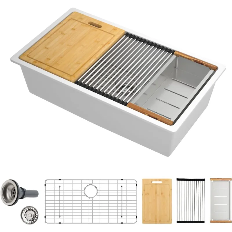 32 Кухонная мойка Композит из белого гранита — 32 x 19-дюймовая рабочая станция для кухонной мойки, белый гранитный композит
32 Кухонная мойка Композит из белого гранита — 32 x 19-дюймовая рабочая станция для кухонной мойки, белый гранитный композит