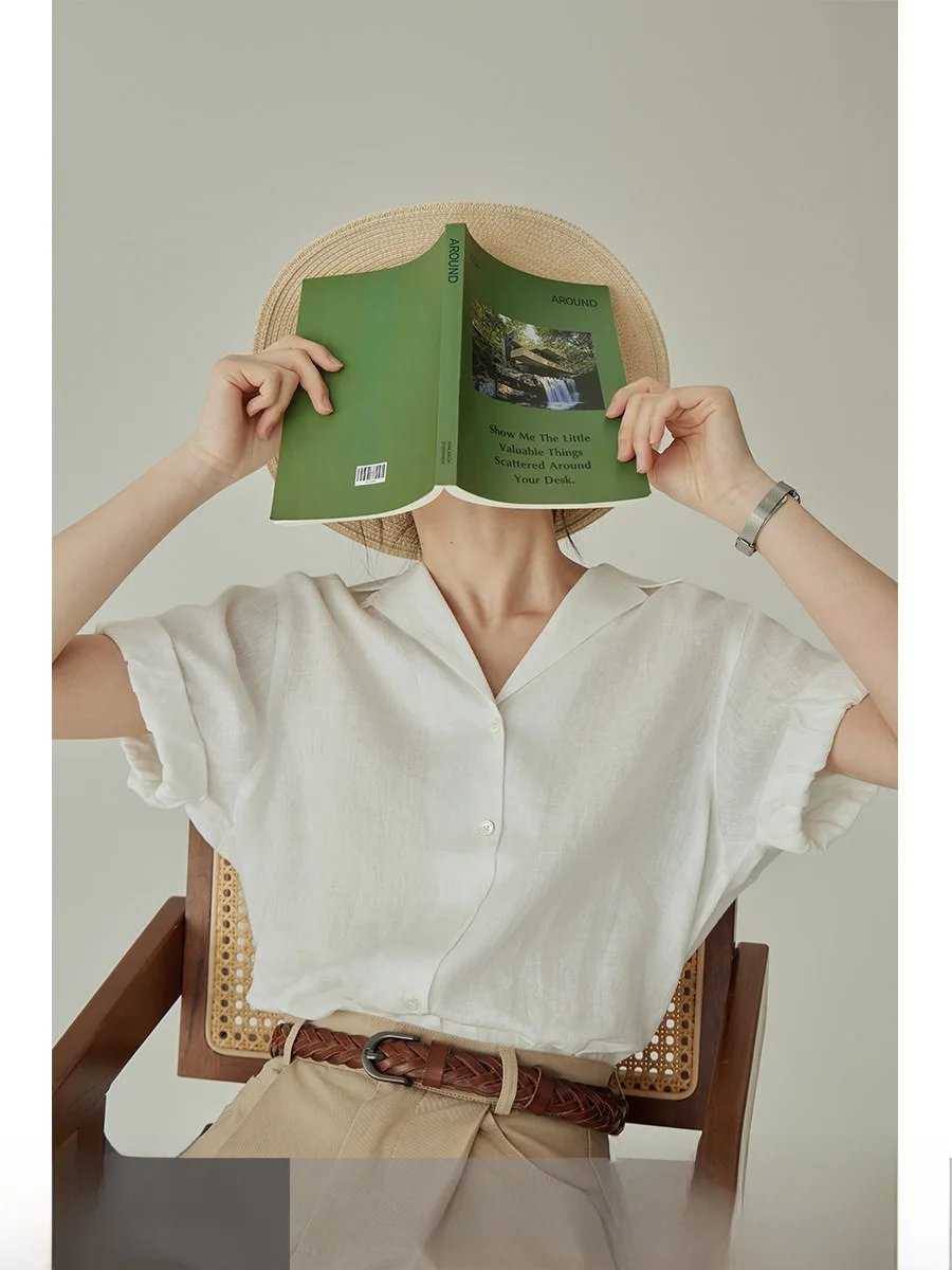 Aoka Home Window's White Jasmine Women's Shirt Cuba Collar Design Sense Commute Versatile Short Sleeve Cotton Linen Blend
Aoka Home Window's White Jasmine Women's Shirt Cuba Collar Design Sense Commute Versatile Short Sleeve Cotton Linen Blend