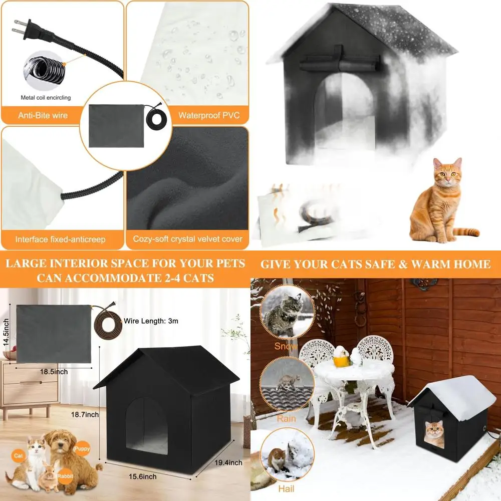 Двухдверный изолированный уличный кошачий домик с обогревателем для атмосферостойкого укрытия для домашних животных зимой
Двухдверный изолированный уличный кошачий домик с обогревателем для атмосферостойкого укрытия для домашних животных зимой