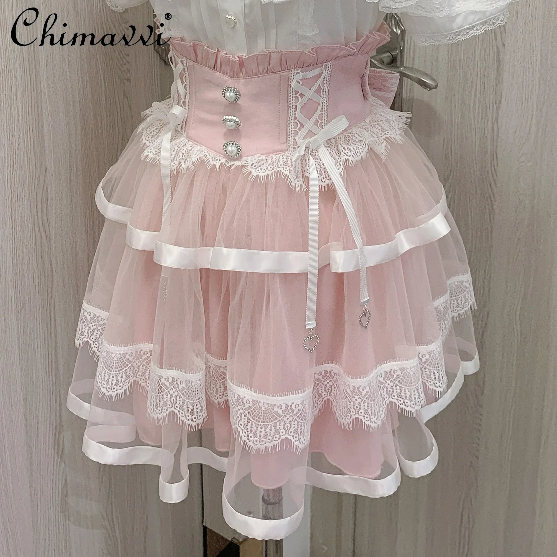 Original Japanese Mine Mass-Produced Girl Short Skirt Summer Clothes New Sweet Bow Lace Mesh Lolita Short Fishbone Skirts
Original Japanese Mine Mass-Produced Girl Short Skirt Summer Clothes New Sweet Bow Lace Mesh Lolita Short Fishbone Skirts